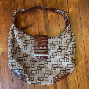 Guess Brown Monogram Hobo Bag Y2K Purse